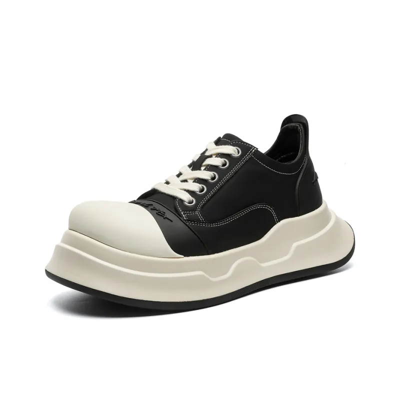 VAKY Cushioned Wear Resistant Height Increasing Low Top Skateboard Shoes Unisex Black-0