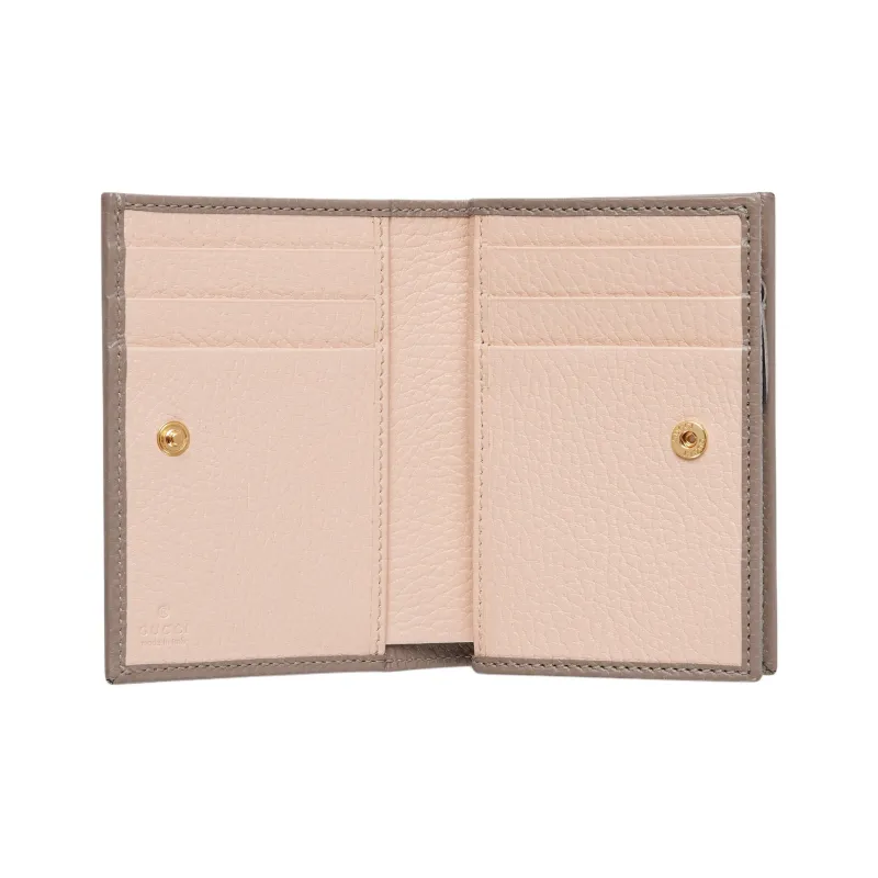 GUCCI GG Marmont Leather Wallet Small Size Women's Taupe-4