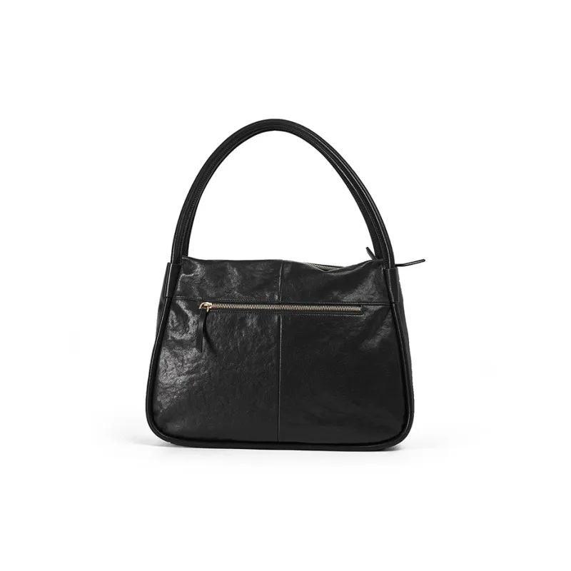 AQUASCUTUM Cow Leather One Shoulder Commute Handbag Tubas Women's Black-1