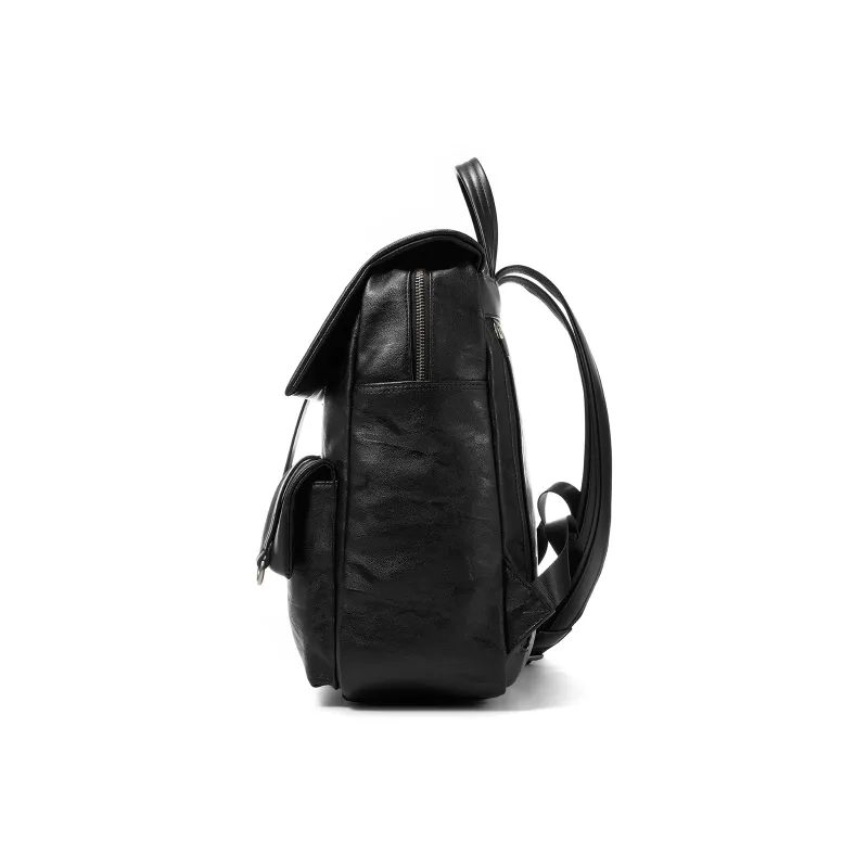 Yawei Kuroda PU Backpack Unisex Black-3