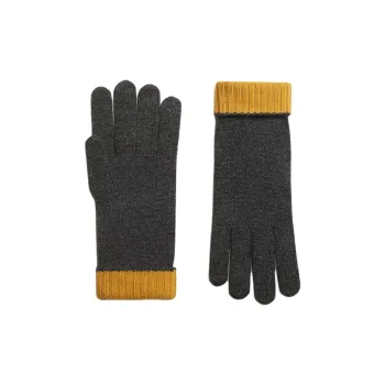 HERMES Cashmere Rubber Stirrup Studs Knit Gloves Men's Gray