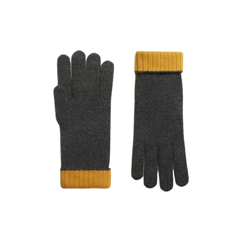 HERMES Cashmere Rubber Stirrup Studs Knit Gloves Men's Gray-0