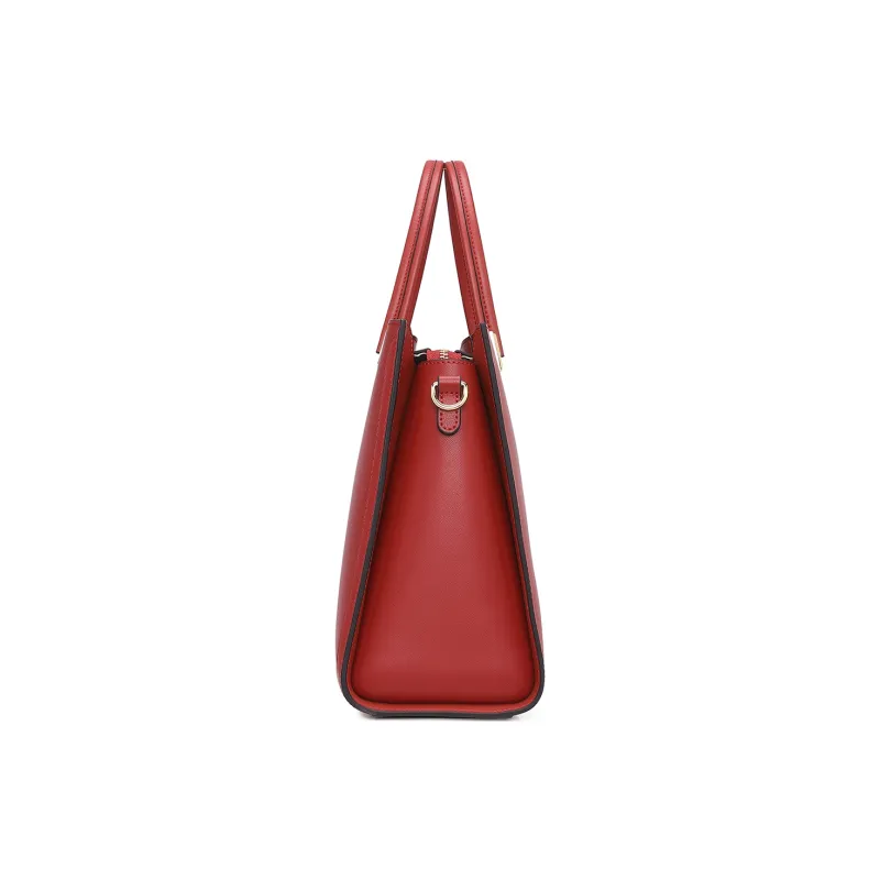 PIERRE CARDIN Genuine Leather Cow Leather Shoulder Bag Crossbody Tote Regular Women's Red/Khaki-3