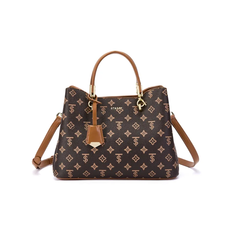 ST&SAT PVC Tote Handbag Regular Women's Coffee-1