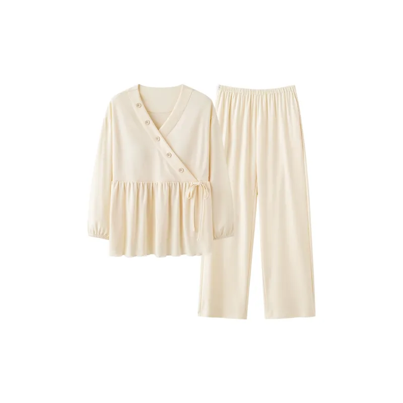 XIAFENYAN Pajama Set Women's Apricot-0