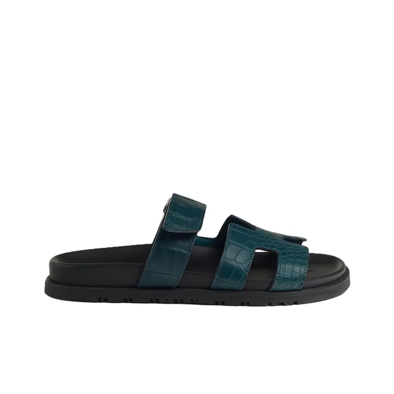 HERMES Chypre Slide Slippers Women's Turquoise-1