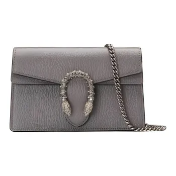 GUCCI Dionysus Leather Chain Bag Crossbody Bag Shoulder Bag Women's Gray