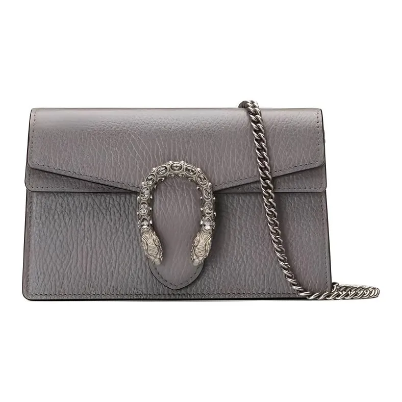 GUCCI Dionysus Leather Chain Bag Crossbody Bag Shoulder Bag Women's Gray-0