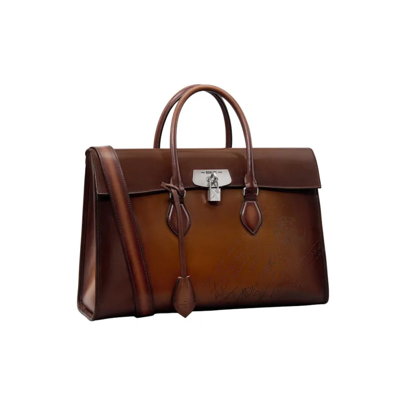 BERLUTI Leather Handbags Briefcases Men's Cocoa-1