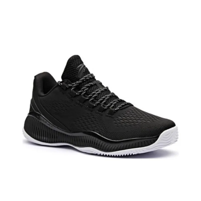 Anta Swimming Dragon Cushioning, Slip Resistant, And Abrasion Resistant Low Top Basketball Shoes Men's Black White-1