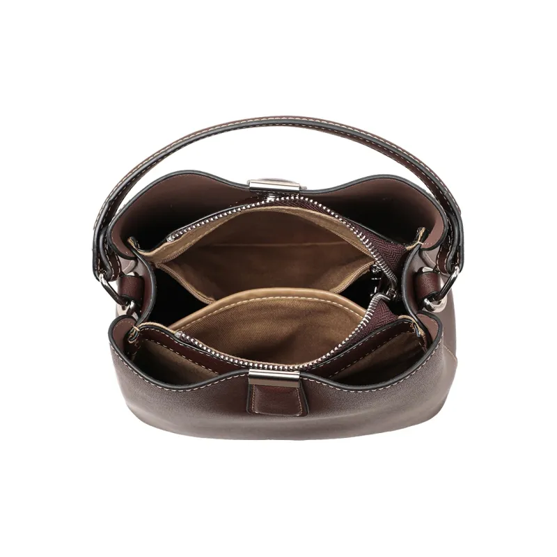 MILLIE'S Cow Leather Shoulder Bag, Crossbody Bag, Handbag, Bucket Bag Regular Women's Coffee-4