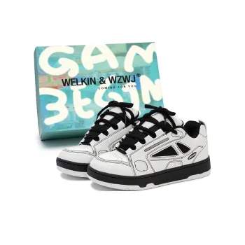 WELKIN&WZWJ Gift Box Set Slip Resistant Height Increasing Low Top Skateboard Shoes Unisex White Black
