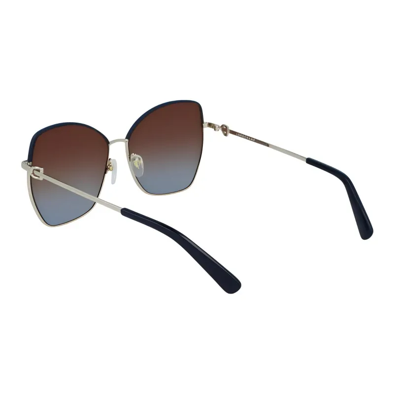 LONGCHAMP Metal Irregular Shape Sunglasses Women's Silver-2