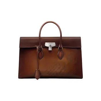 BERLUTI Leather Handbags Briefcases Men's Cocoa