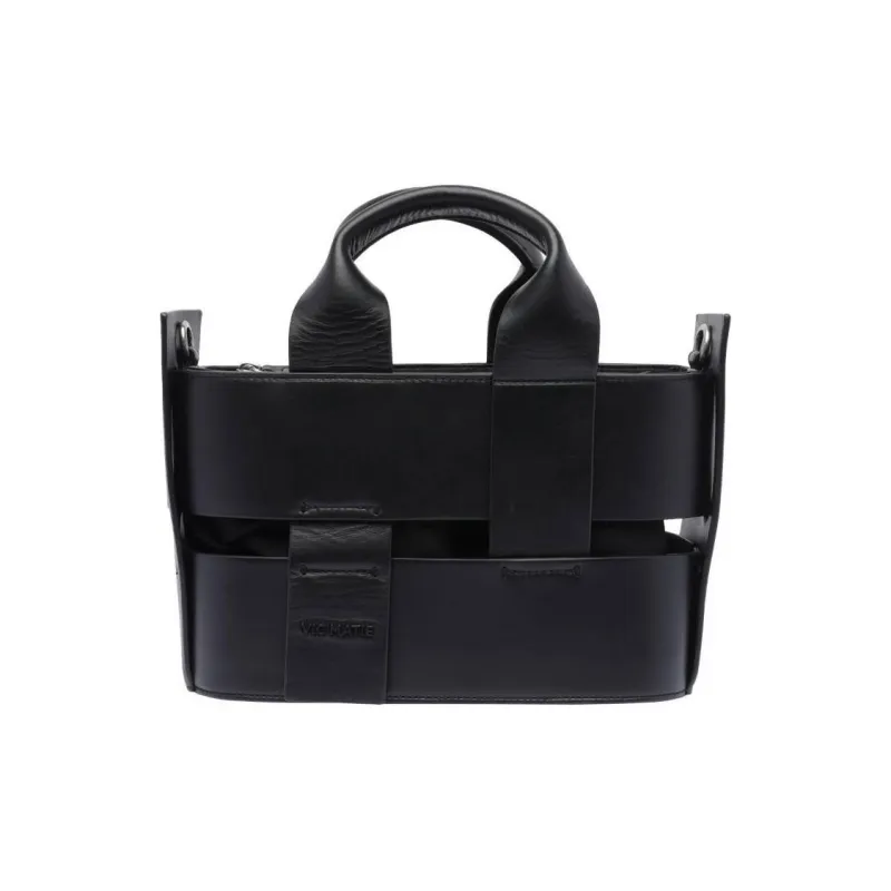 Vic Matie Calfskin Shoulder Bag, Crossbody Bag, Handbag Women's Black-0