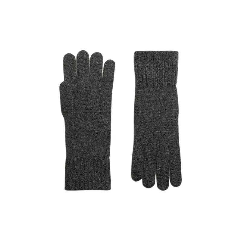 HERMES Cashmere Rubber Stirrup Studs Knit Gloves Men's Gray-1