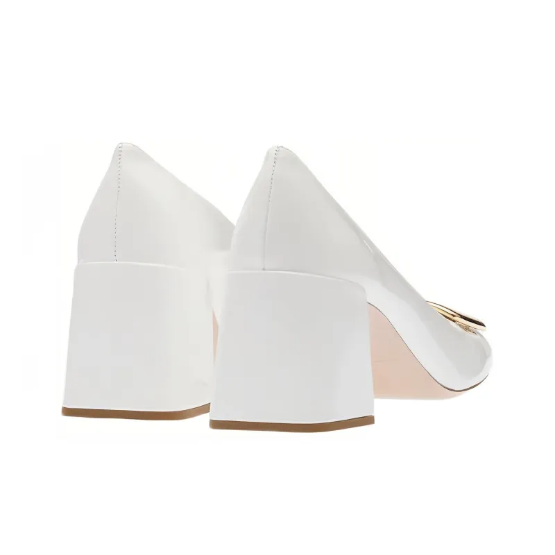 MIU MIU Chunky Heel High Heels Women's White-4
