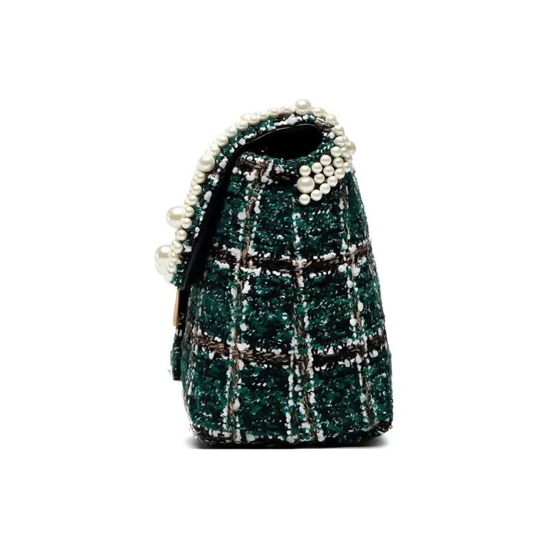 PINKO Puff Beaded Velvet Fabric Crossbody Bag Shoulder Bag Regular Women's Green-2