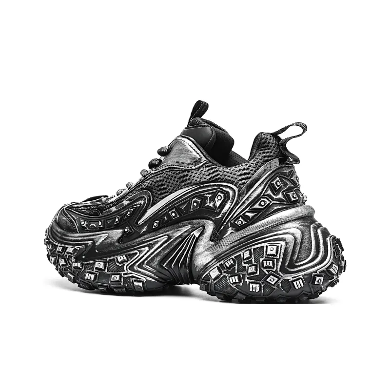 MVA Impact Resistant Wear Resistant Lightweight Breathable Slip Resistant Low Top Chunky Sneakers Unisex Galaxy Black-1