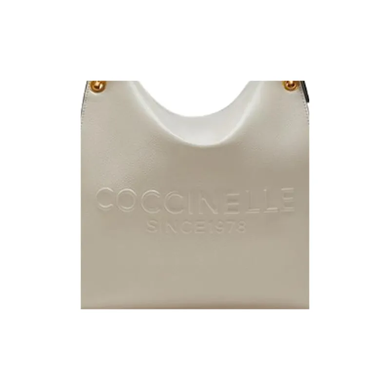 COCCINELLE Cow Leather Pageboy Bag Handbag Shoulder Bag Women's Shell Gray-2