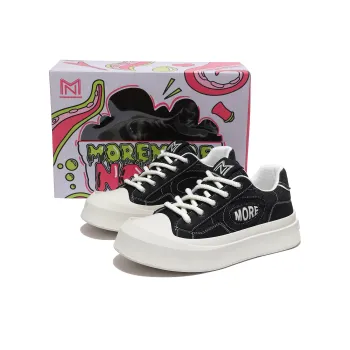 MOREMORENOISE Coverage Breathable Slip Resistant Low Top Canvas Shoes Unisex White Black