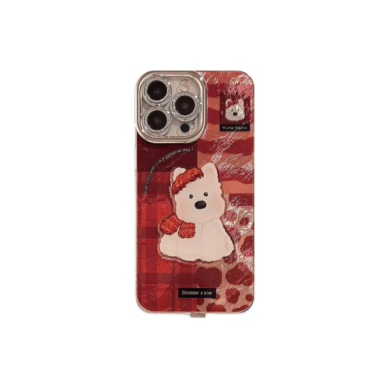 QIZHENG TPU Material Red Plaid Phone Case Compatible With Apple 16 Pro Max/15/14/13/12/11-7