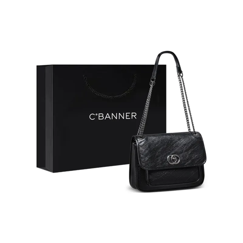 C°BANNER Cow Leather With Synthetic Leather Shoulder Bag Regular Women's Black-0
