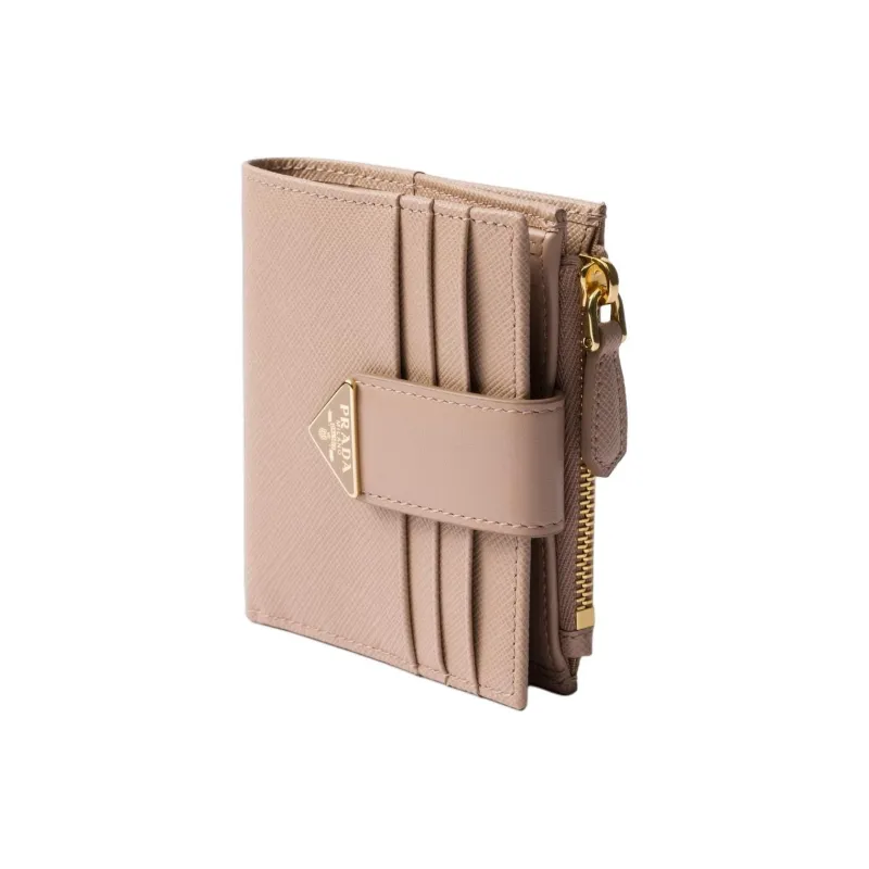 PRADA Saffiano Calfskin Wallet Women's Nude Pink-2