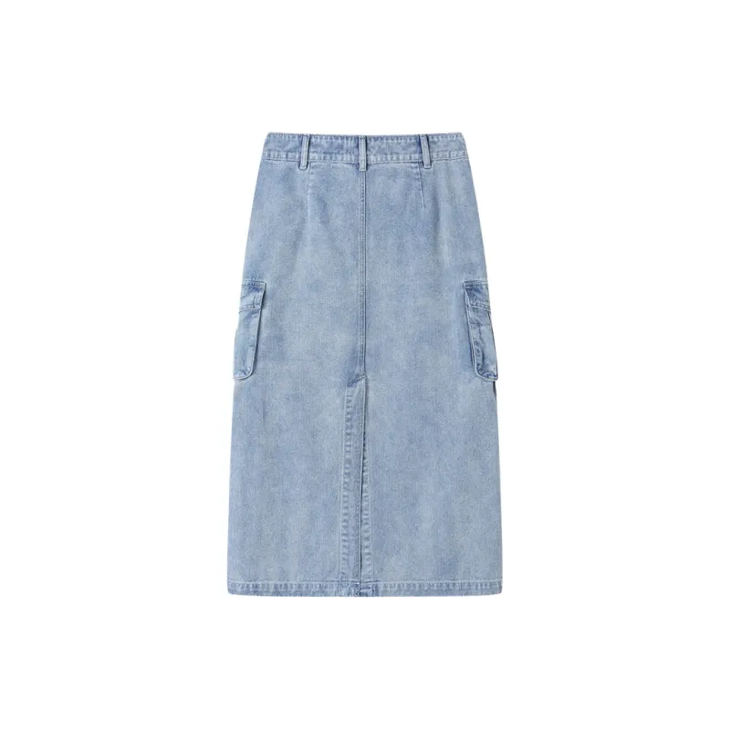 DANGEROUSPEOPLE Denim Long Skirts Unisex Blue-1