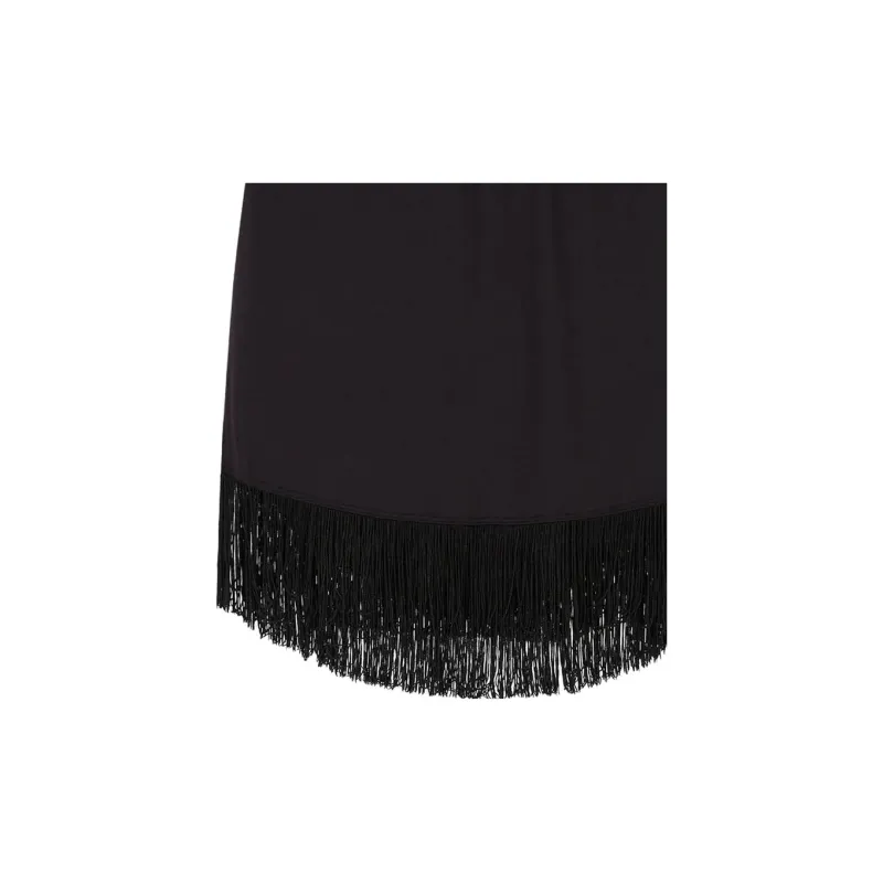 EMPORIO ARMANI Fringed Viscose Sarong Casual Short Skirts Women's Black-4