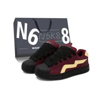 N6K8 Anti Slip Wear Resistant Low Top Skateboard Shoes Unisex Angora Red Gift Box Set