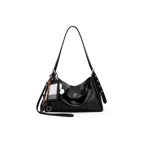 MCMIKO Cow Leather Patchwork With Artificial Leather Shoulder Bag Women
s Honest Black
