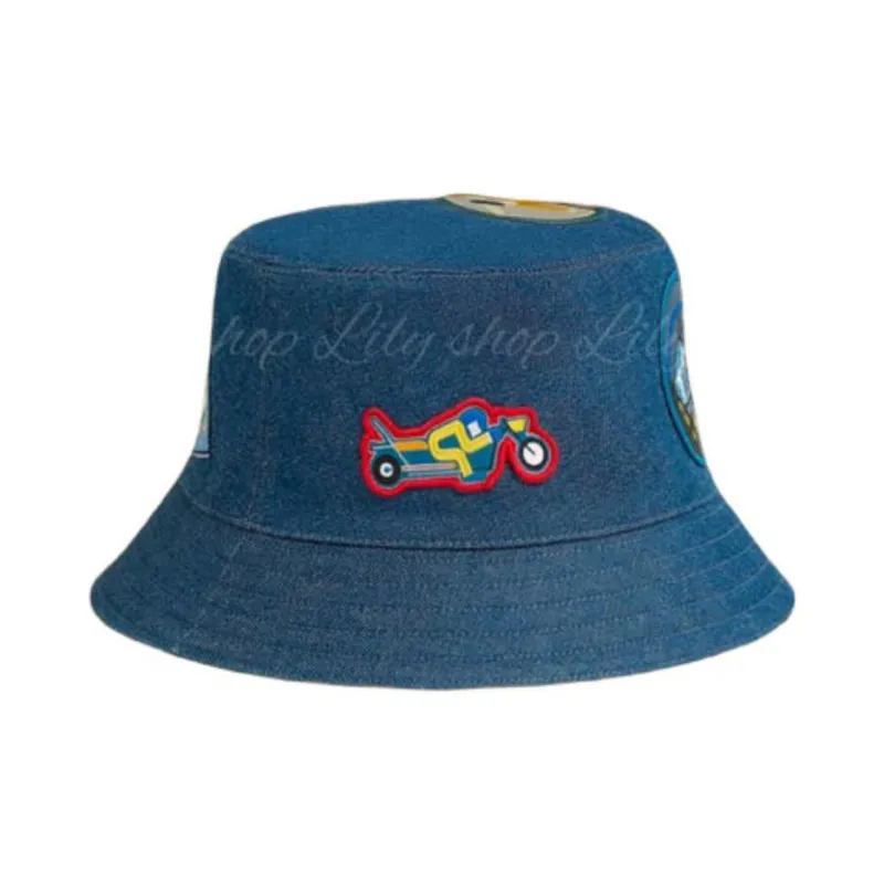 HERMES Cotton Bucket Hats Men's Blue-0