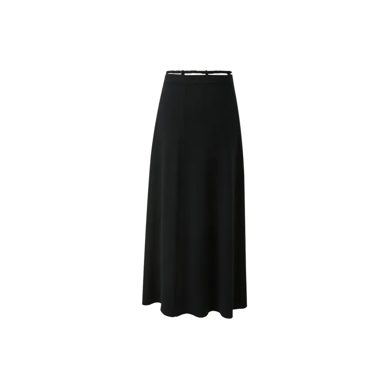 3COLOUR Casual Long Skirt Women's Classic Black-1