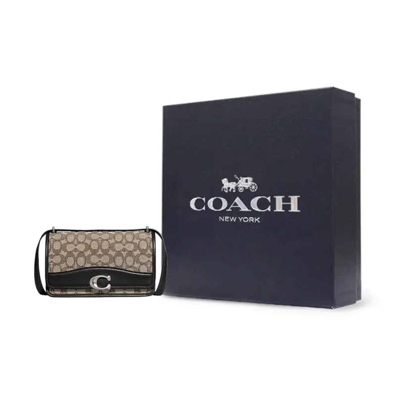 COACH Bandit Cow Leather With Fabric Small Square Bag, Crossbody Bag, Shoulder Bag Medium Size Women's-6