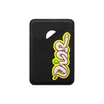 DIOR KAWS Collaboration Cow Leather Card Holder Women's Black