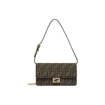 FENDI Baguette Polyester Crossbody Bag Shoulder Bag Regular Women's Brown