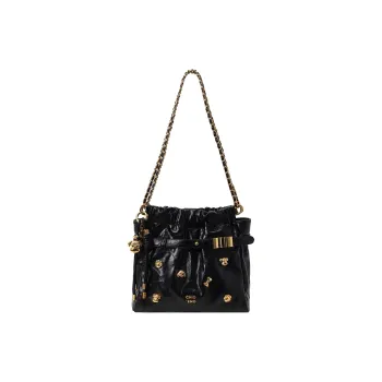 PAYOT Microfiber Synthetic Leather Shoulder Bag Women's Black