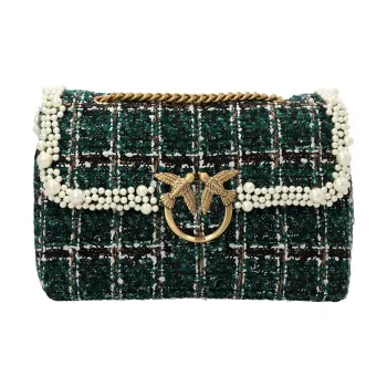 PINKO Puff Beaded Velvet Fabric Crossbody Bag Shoulder Bag Regular Women's Green