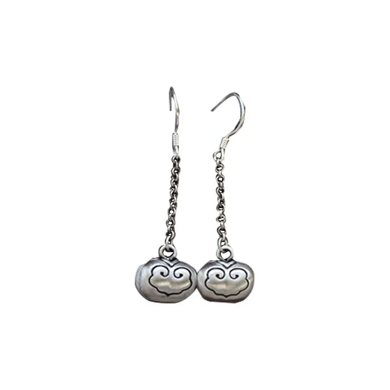 JINLUWANG 990 Foot Silver Earrings Women's-0