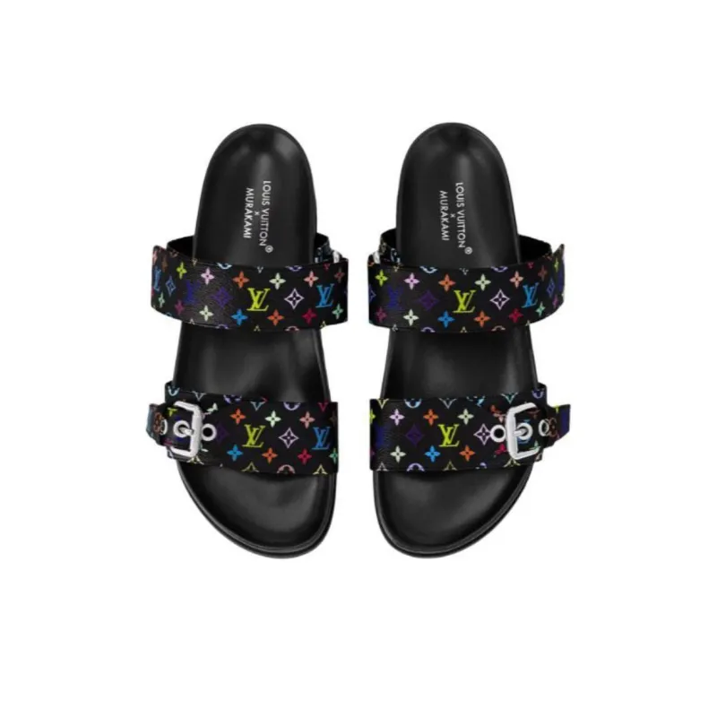 Takashi Murakami x LOUIS VUITTON Slide Slippers Women's Black-3