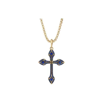 David Yurman 18kt Yellow Gold Gothic Cross Amulet 36.5mm