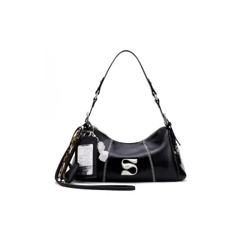 MCMIKO Cow Leather Patchwork With Artificial Leather Shoulder Bag Crossbody Bag Women's Honest Black