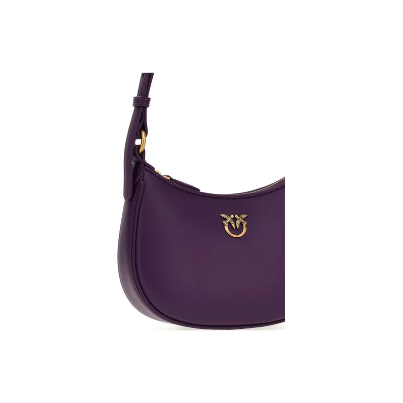 PINKO Half Moon Series Leather Crossbody Bag Shoulder Bag Women's Purple-3