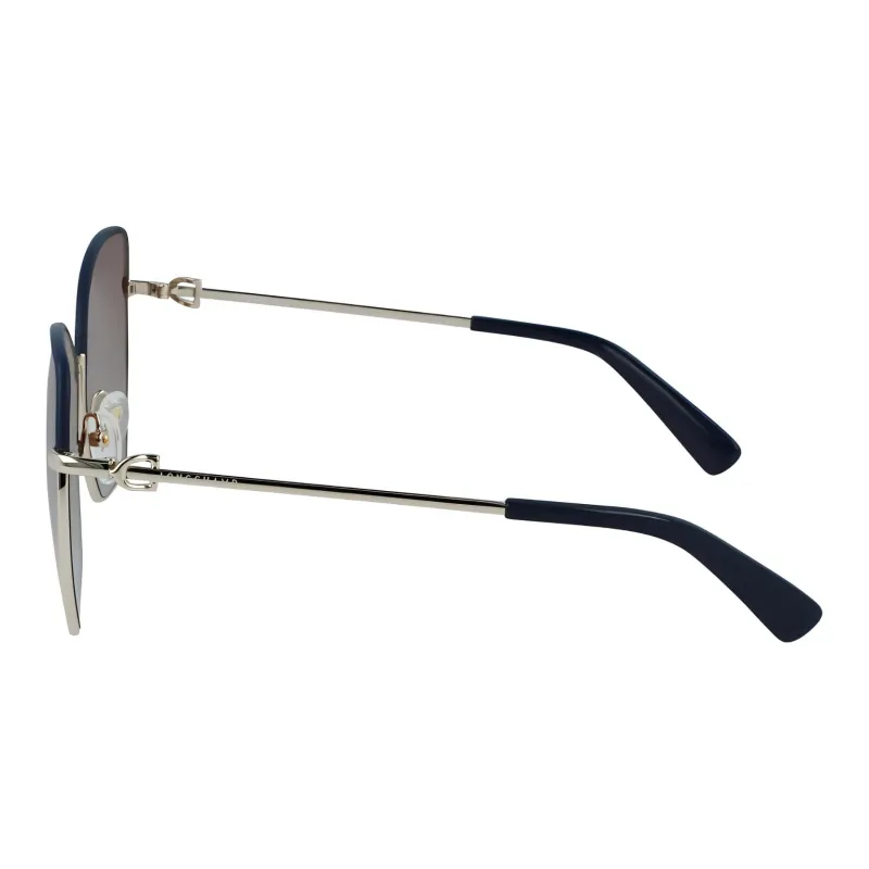 LONGCHAMP Metal Irregular Shape Sunglasses Women's Silver-3
