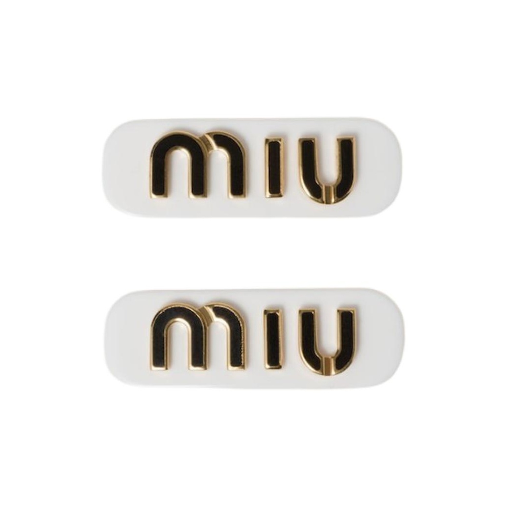ホワイト パテントレザー ヘアクリップ | Miu Miu
