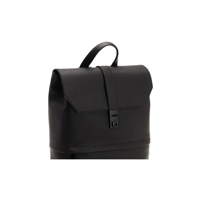 FERRAGAMO Calfskin Backpack Men's Black-4