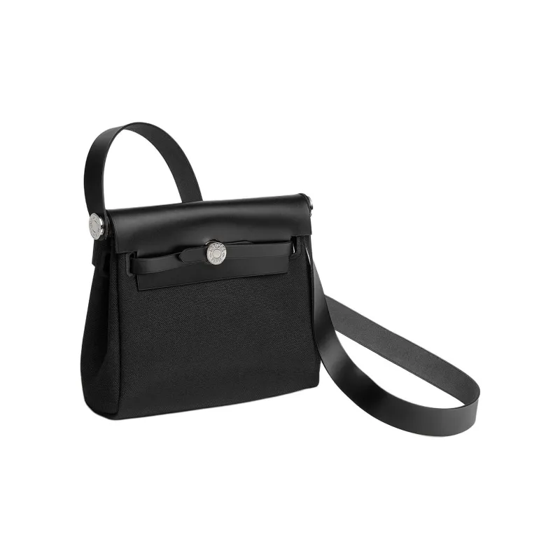 HERMES Canvas With Leather Crossbody Bag Shoulder Bag Mini Women's Black-1