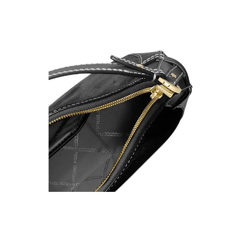 MICHAEL KORS Suede New Moon Handbag, Shoulder Bag Small Size Women's Black-4