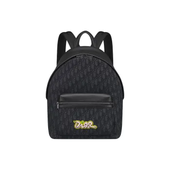 DIOR KAWS Collaboration Rider 2.0 Fabric Backpack Women's Black